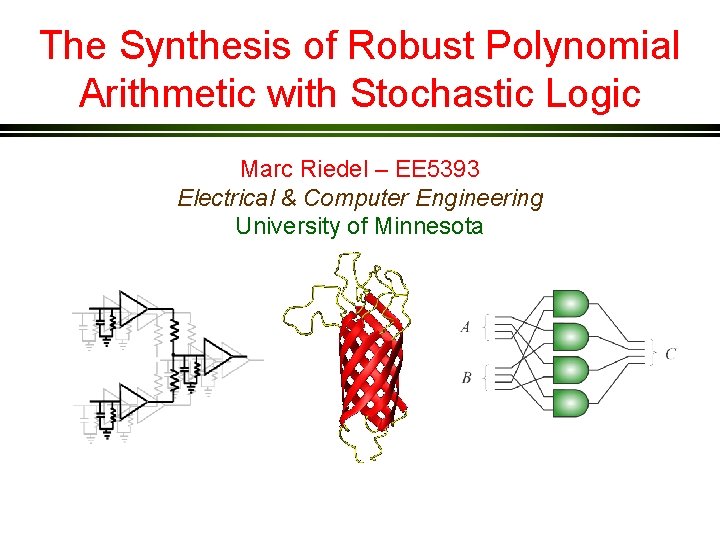 The Synthesis of Robust Polynomial Arithmetic with Stochastic Logic Marc Riedel – EE 5393
