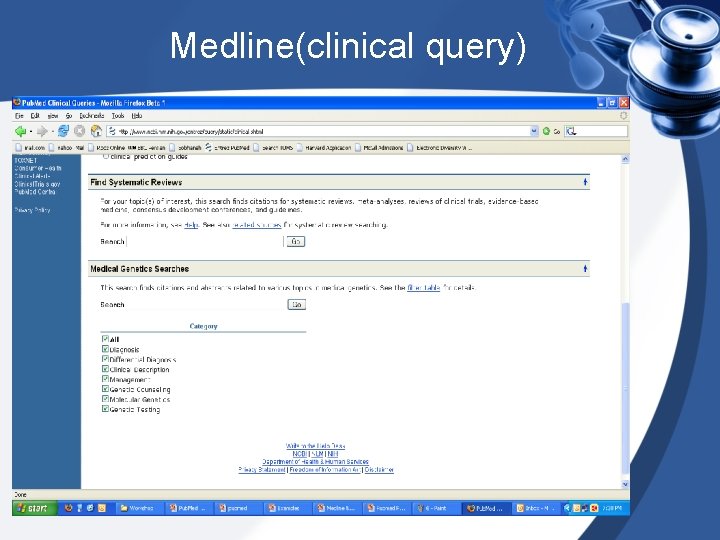 Medline(clinical query) 