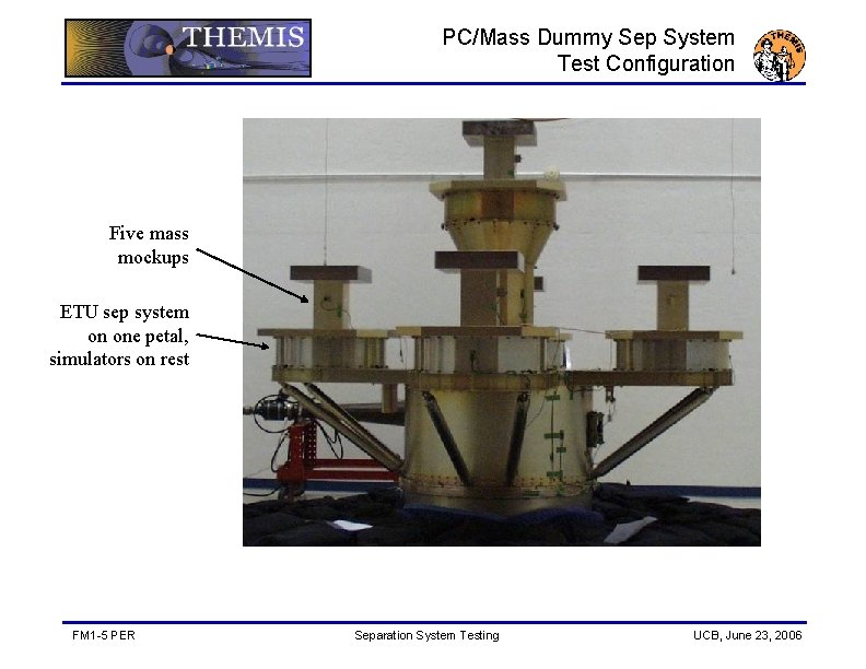 PC/Mass Dummy Sep System Test Configuration Five mass mockups ETU sep system on one