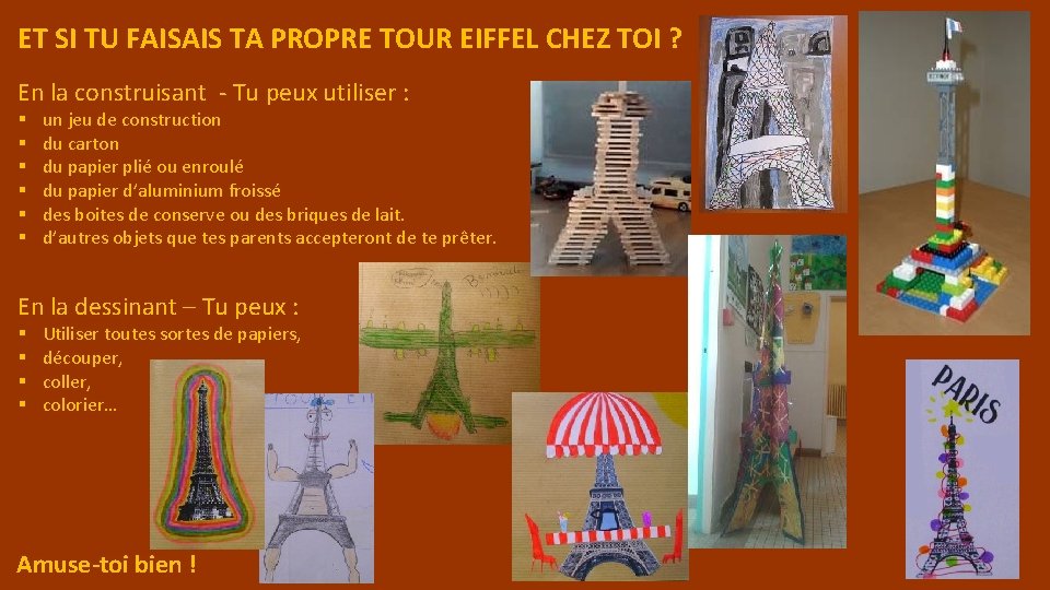 ET SI TU FAISAIS TA PROPRE TOUR EIFFEL CHEZ TOI ? En la construisant