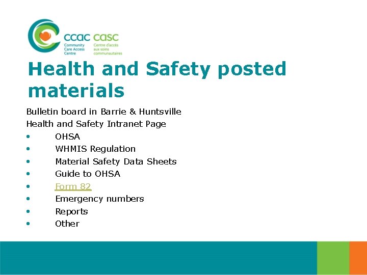 Health and Safety posted materials Bulletin board in Barrie & Huntsville Health and Safety