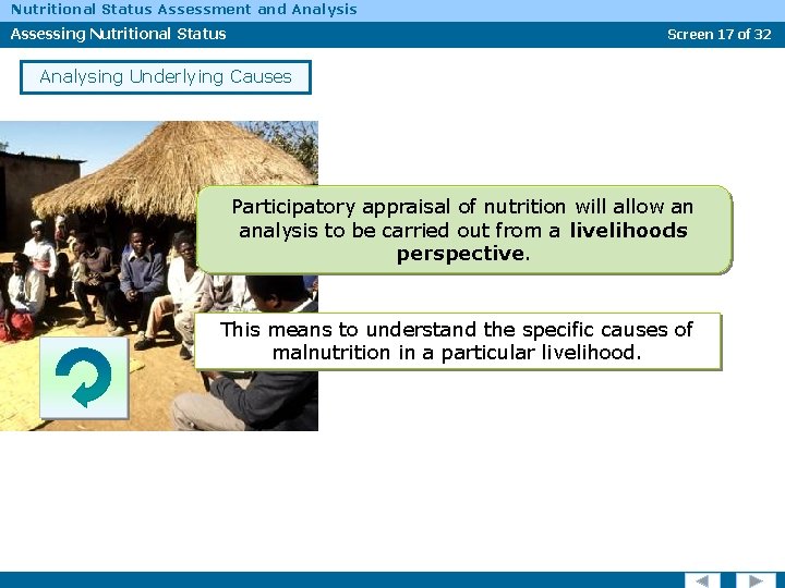 Nutritional Status Assessment and Analysis Assessing Nutritional Status Screen 17 of 32 Analysing Underlying