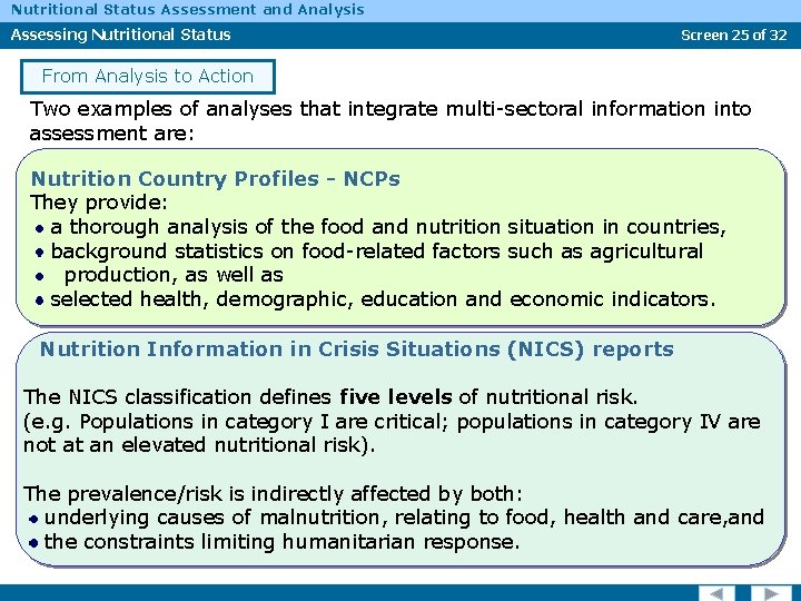 Nutritional Status Assessment and Analysis Assessing Nutritional Status Screen 25 of 32 From Analysis