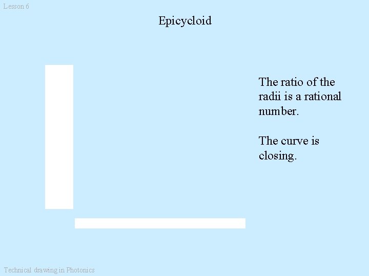 Lesson 6 Epicycloid The ratio of the radii is a rational number. The curve