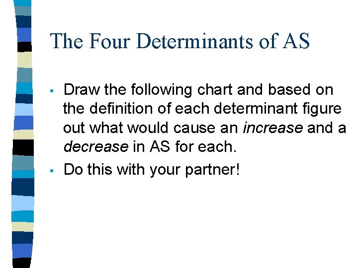 The Four Determinants of AS • • Draw the following chart and based on