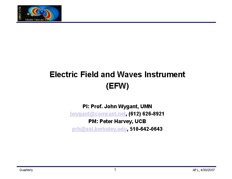 Efpw Worksheet.pdf Electric Field and Waves Instrument EFW PI Prof