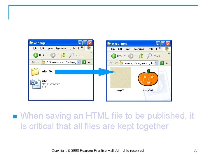 Keep All Helper Files for the Web Site Together n When saving an HTML