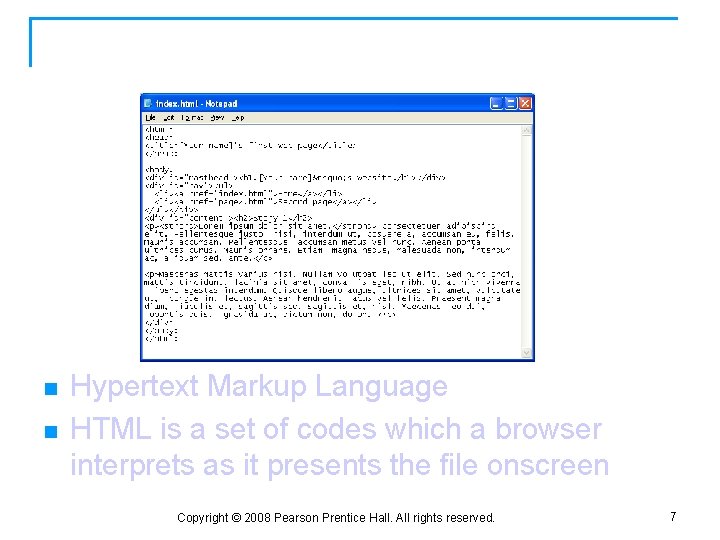 HTML n n Hypertext Markup Language HTML is a set of codes which a