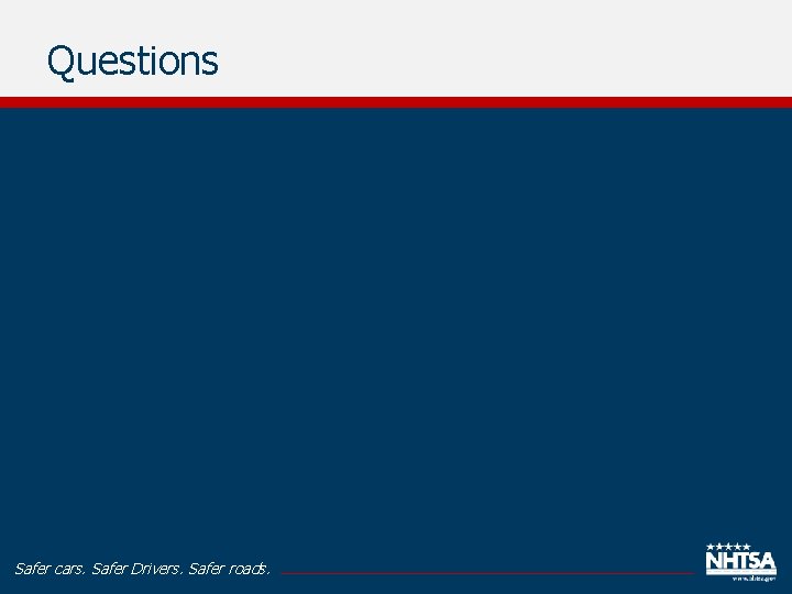 Questions Safer cars. Safer Drivers. Safer roads. 