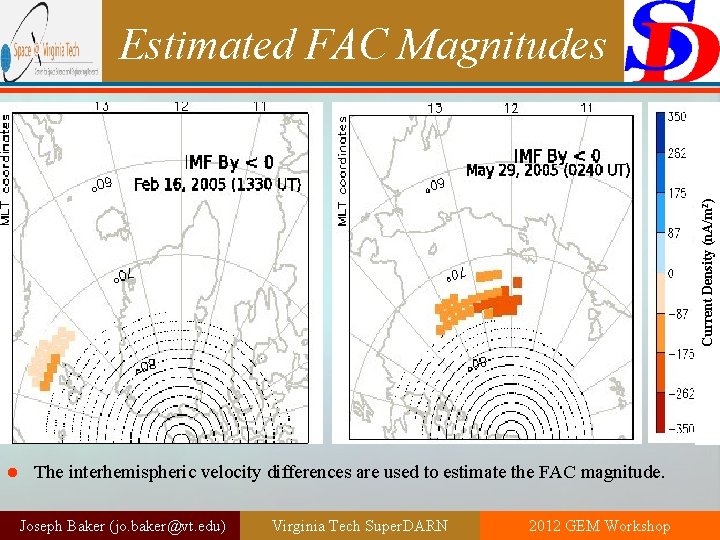 Current Density (n. A/m 2) Estimated FAC Magnitudes l The interhemispheric velocity differences are