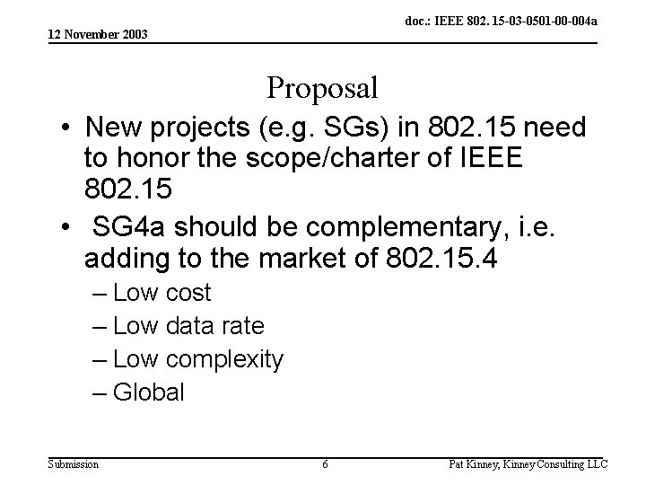 doc. : IEEE 802. 15 -03 -0501 -00 -004 a 12 November 2003 Proposal