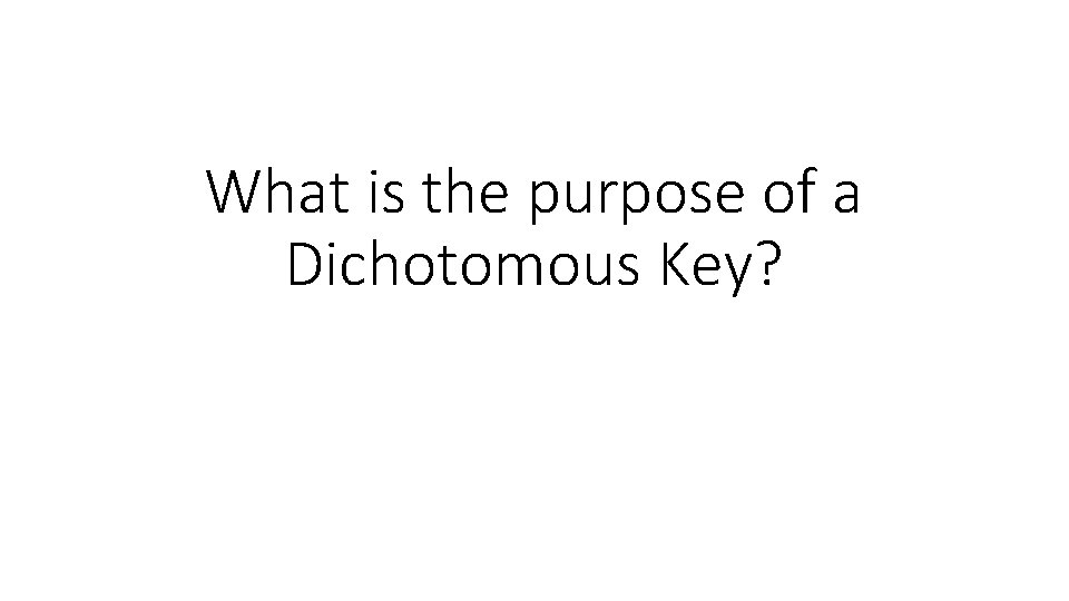 What is the purpose of a Dichotomous Key? 