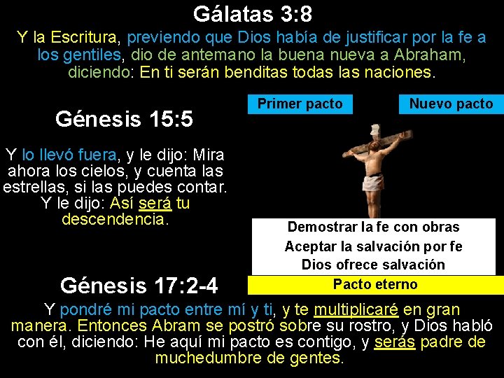 Gálatas 3: 8 Y la Escritura, previendo que Dios había de justificar por la