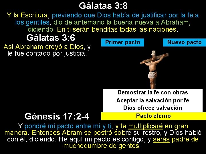 Gálatas 3: 8 Y la Escritura, previendo que Dios había de justificar por la