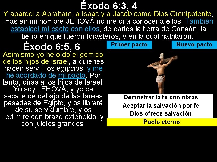 Éxodo 6: 3, 4 Y aparecí a Abraham, a Isaac y a Jacob como