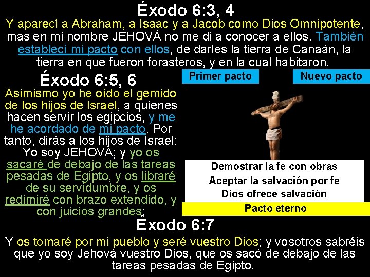 Éxodo 6: 3, 4 Y aparecí a Abraham, a Isaac y a Jacob como
