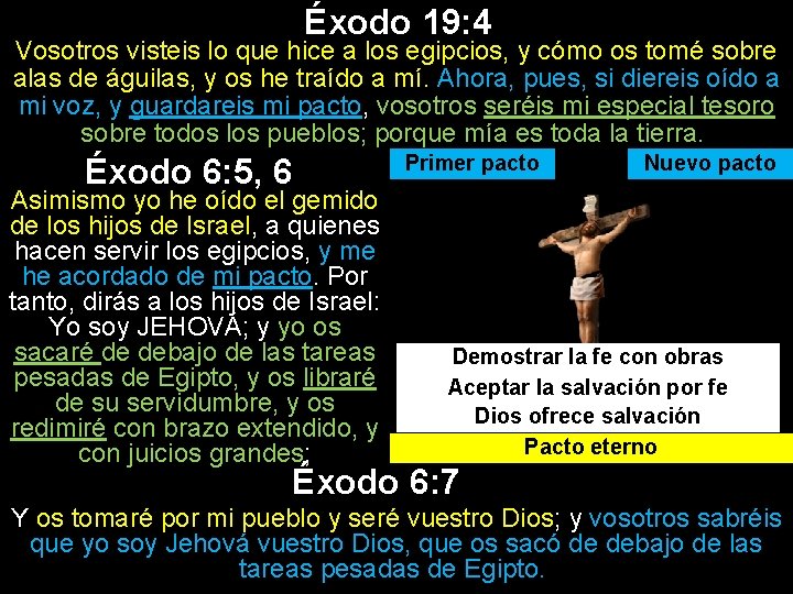 Éxodo 19: 4 Vosotros visteis lo que hice a los egipcios, y cómo os