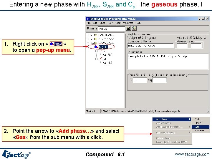 Entering a new phase with H 298, S 298 and Cp: the gaseous phase,