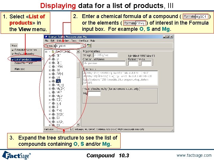 Displaying data for a list of products, III 1. Select «List of products» in