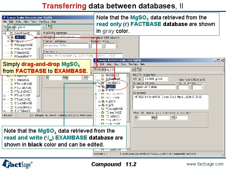 Transferring data between databases, II Note that the Mg. SO 4 data retrieved from