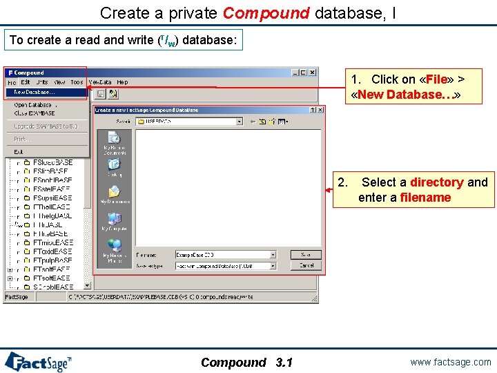 Create a private Compound database, I To create a read and write (r/w) database: