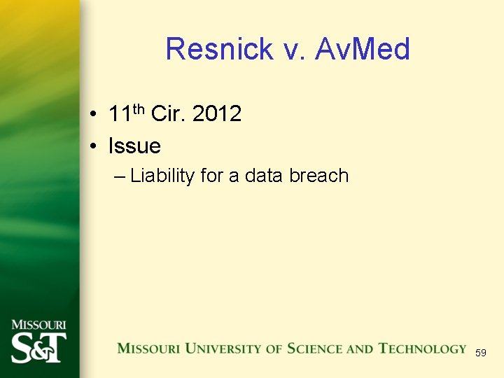 Resnick v. Av. Med • 11 th Cir. 2012 • Issue – Liability for