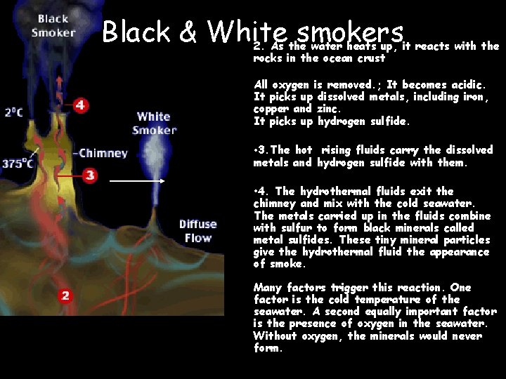 Black & White smokers 2. As the water heats up, it reacts with the
