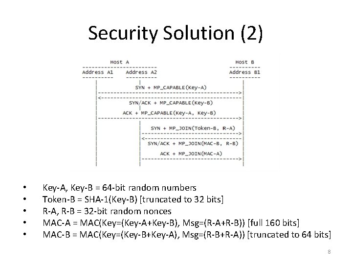 Security Solution (2) • • • Key-A, Key-B = 64 -bit random numbers Token-B