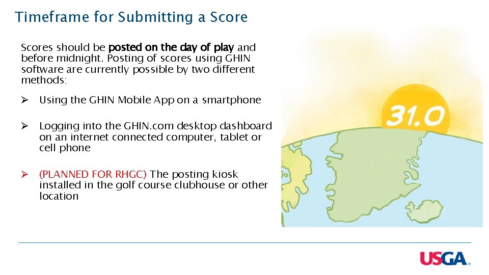 Timeframe for Submitting a Scores should be posted on the day of play and Timeframe for Submitting a Scores should be posted on the day of play and