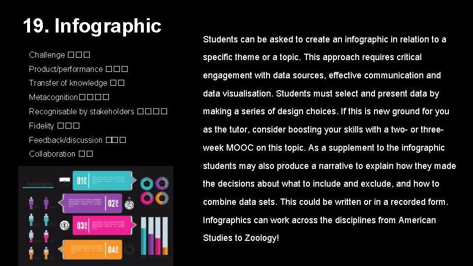 19. Infographic Challenge ��� Product/performance ��� Transfer of knowledge �� Students can be asked 19. Infographic Challenge ��� Product/performance ��� Transfer of knowledge �� Students can be asked