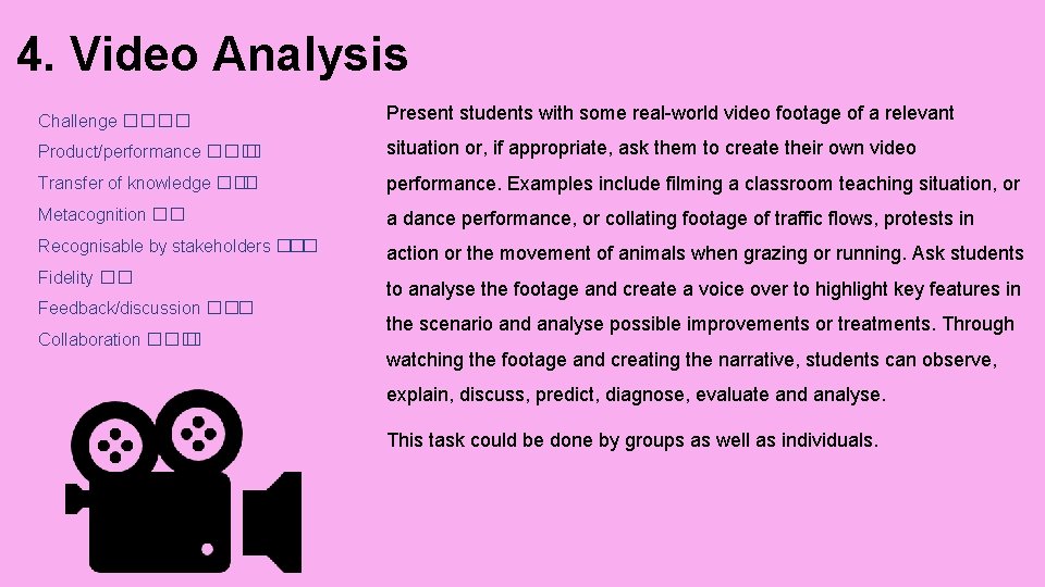 4. Video Analysis Challenge ���� Present students with some real-world video footage of a 4. Video Analysis Challenge ���� Present students with some real-world video footage of a