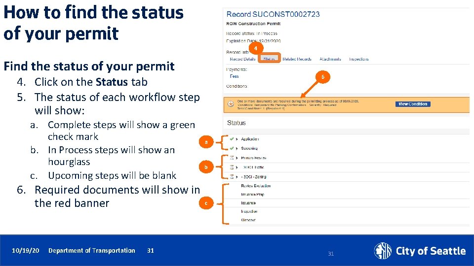 How to find the status of your permit 4 Find the status of your