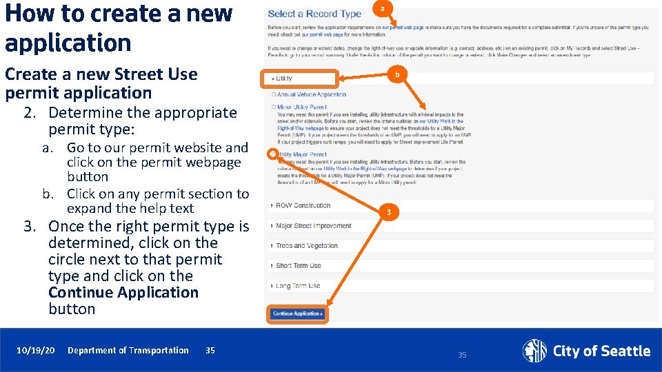 How to create a new application a Create a new Street Use permit application