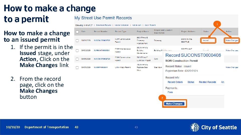 How to make a change to a permit 1 How to make a change