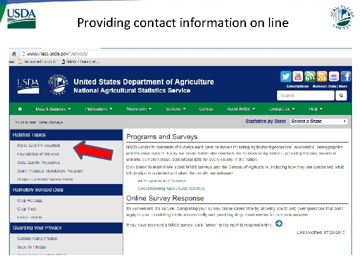 Providing contact information on line 