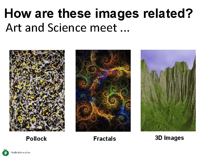 How are these images related? Art and Science meet. . . Pollock 14 Fractals