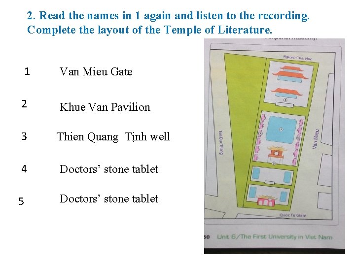 2. Read the names in 1 again and listen to the recording. Complete the