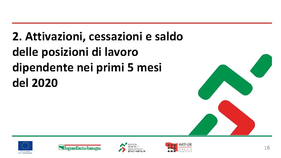 2. Attivazioni, cessazioni e saldo delle posizioni di lavoro dipendente nei primi 5 mesi