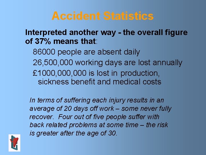 Accident Statistics Interpreted another way - the overall figure of 37% means that: 86000 Accident Statistics Interpreted another way - the overall figure of 37% means that: 86000