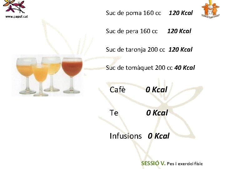 Suc de poma 160 cc 120 Kcal Suc de pera 160 cc 120 Kcal