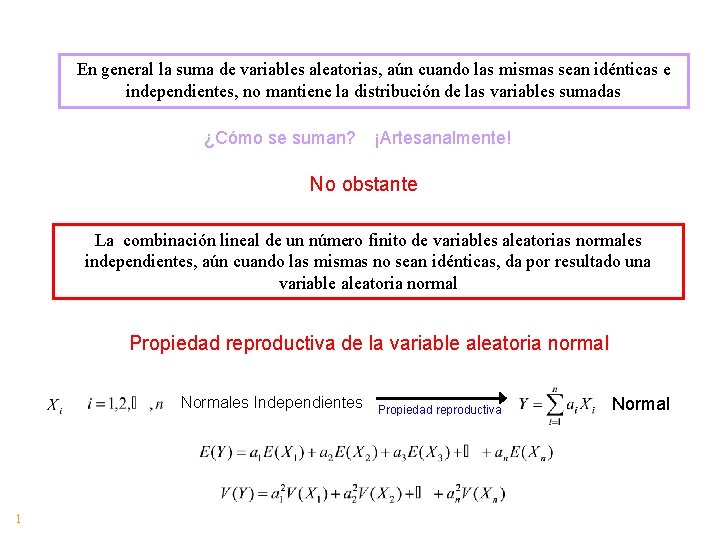 En general la suma de variables aleatorias, aún cuando las mismas sean idénticas e