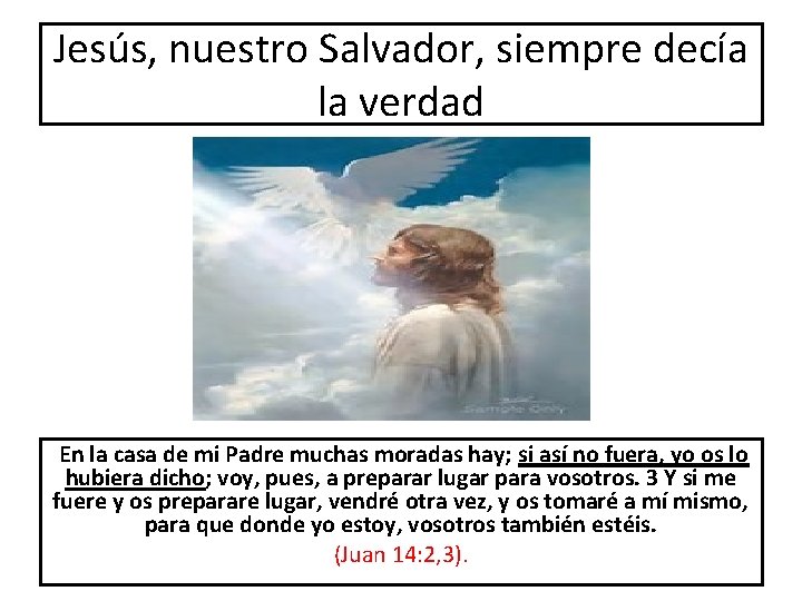 Jesús, nuestro Salvador, siempre decía la verdad En la casa de mi Padre muchas