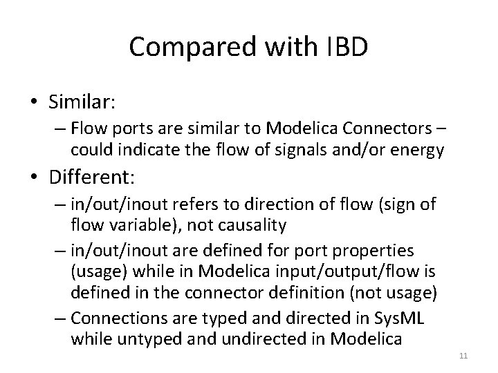 Compared with IBD • Similar: – Flow ports are similar to Modelica Connectors – Compared with IBD • Similar: – Flow ports are similar to Modelica Connectors –