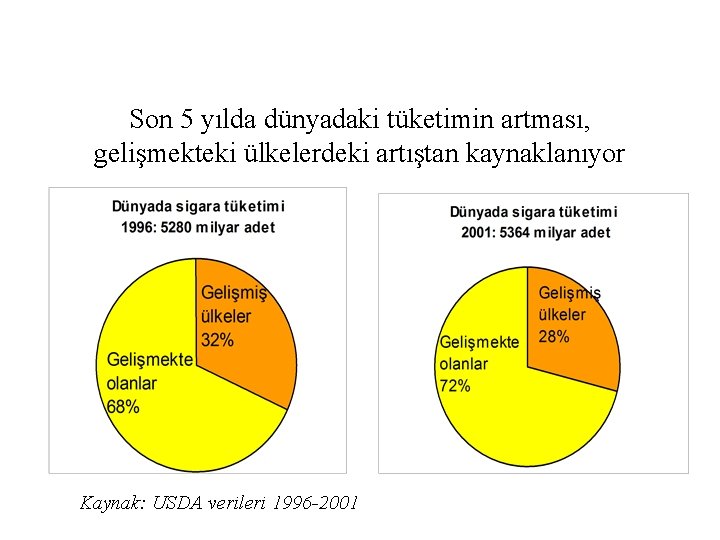 Son 5 yılda dünyadaki tüketimin artması, gelişmekteki ülkelerdeki artıştan kaynaklanıyor Kaynak: USDA verileri 1996