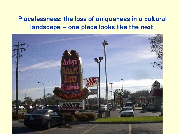 Placelessness: the loss of uniqueness in a cultural landscape – one place looks like