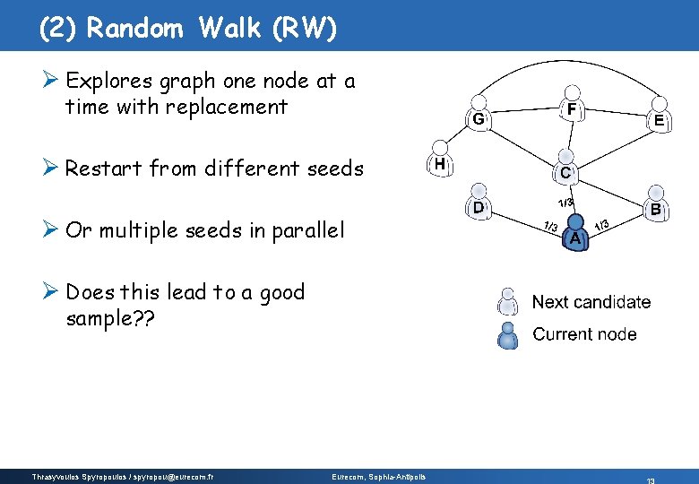 (2) Random Walk (RW) Ø Explores graph one node at a time with replacement