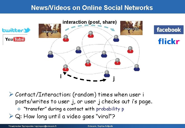 News/Videos on Online Social Networks interaction (post, share) i j Ø Contact/Interaction: (random) times