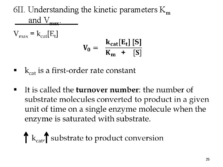 6 II. Understanding the kinetic parameters Km and Vmax. • 25 