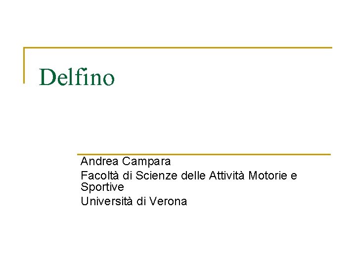 Delfino Andrea Campara Facoltà di Scienze delle Attività Motorie e Sportive Università di Verona