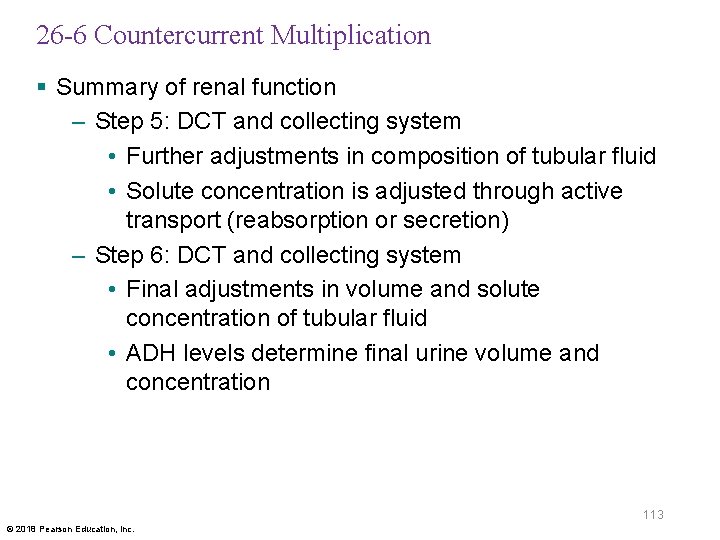 26 -6 Countercurrent Multiplication § Summary of renal function – Step 5: DCT and
